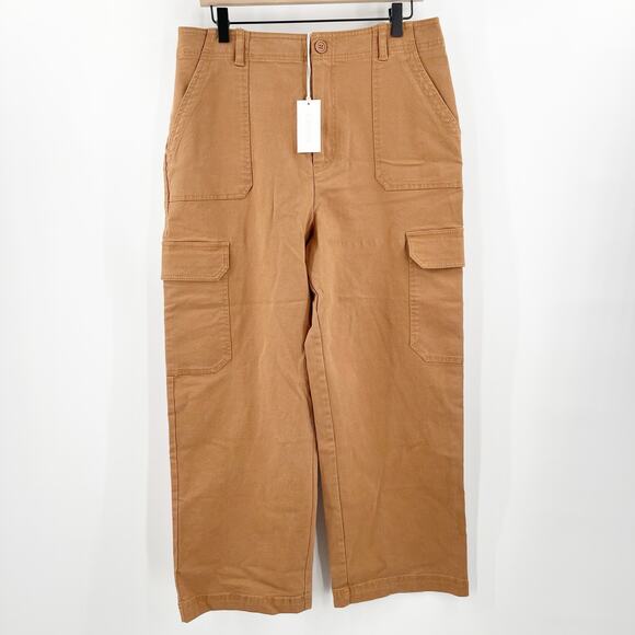 Z SUPPLY Noah Cargo Pants Size Extra Large Chestnut Cropped NWT Cotton Stretch - Picture 4 of 16